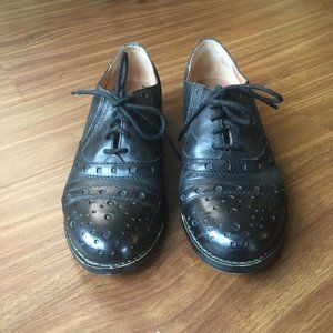 Miz Mooz Black Polka-Dot Leather Oxfords Loafers